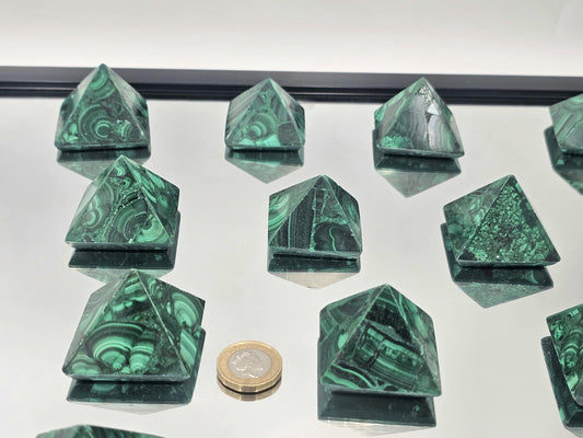 small malachite crystal pyramid
