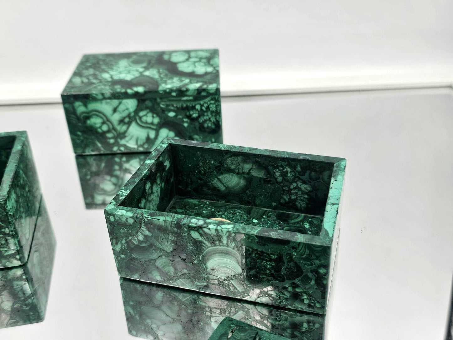 small malachite crystal trinket box