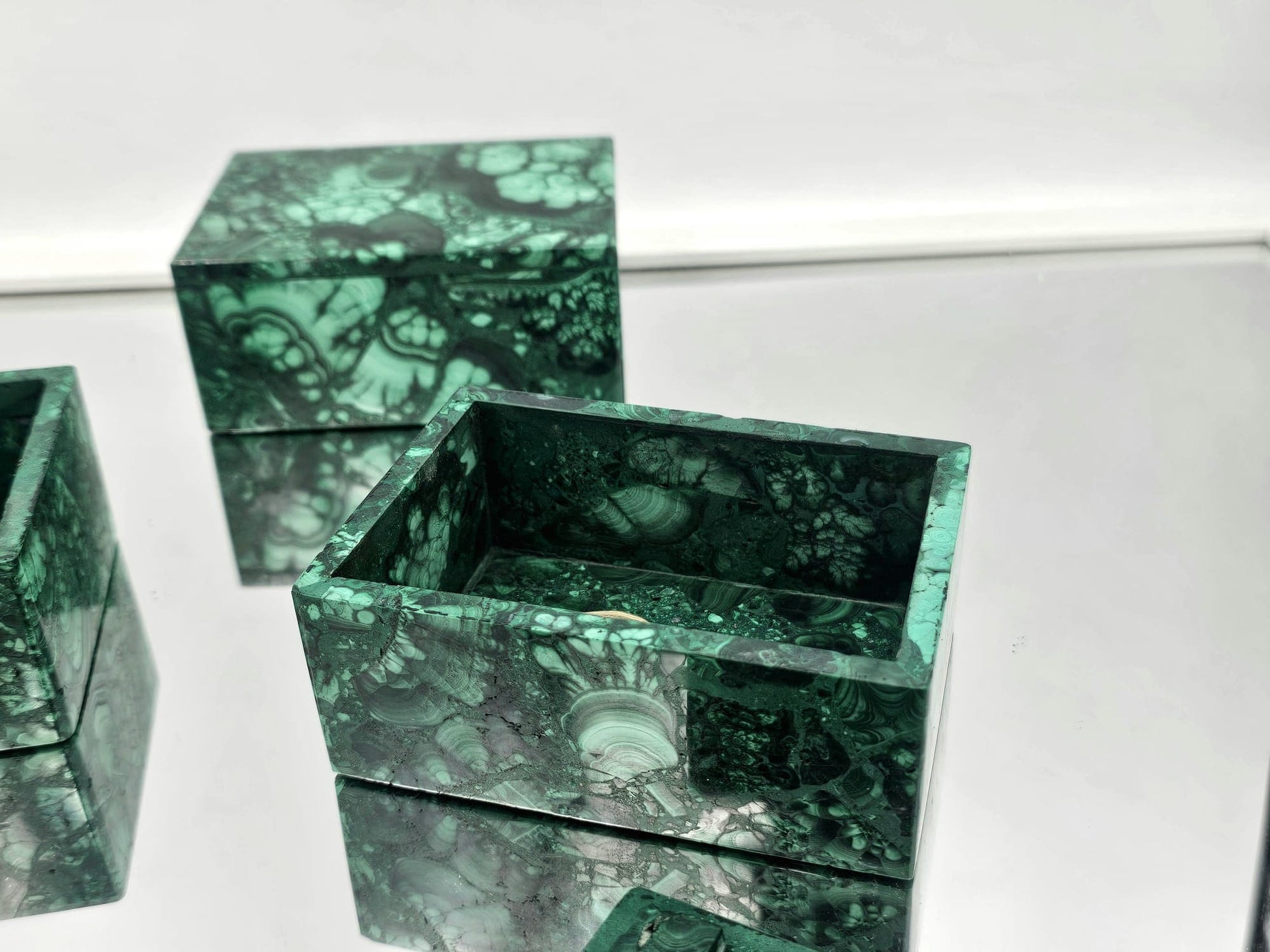 small malachite crystal trinket box