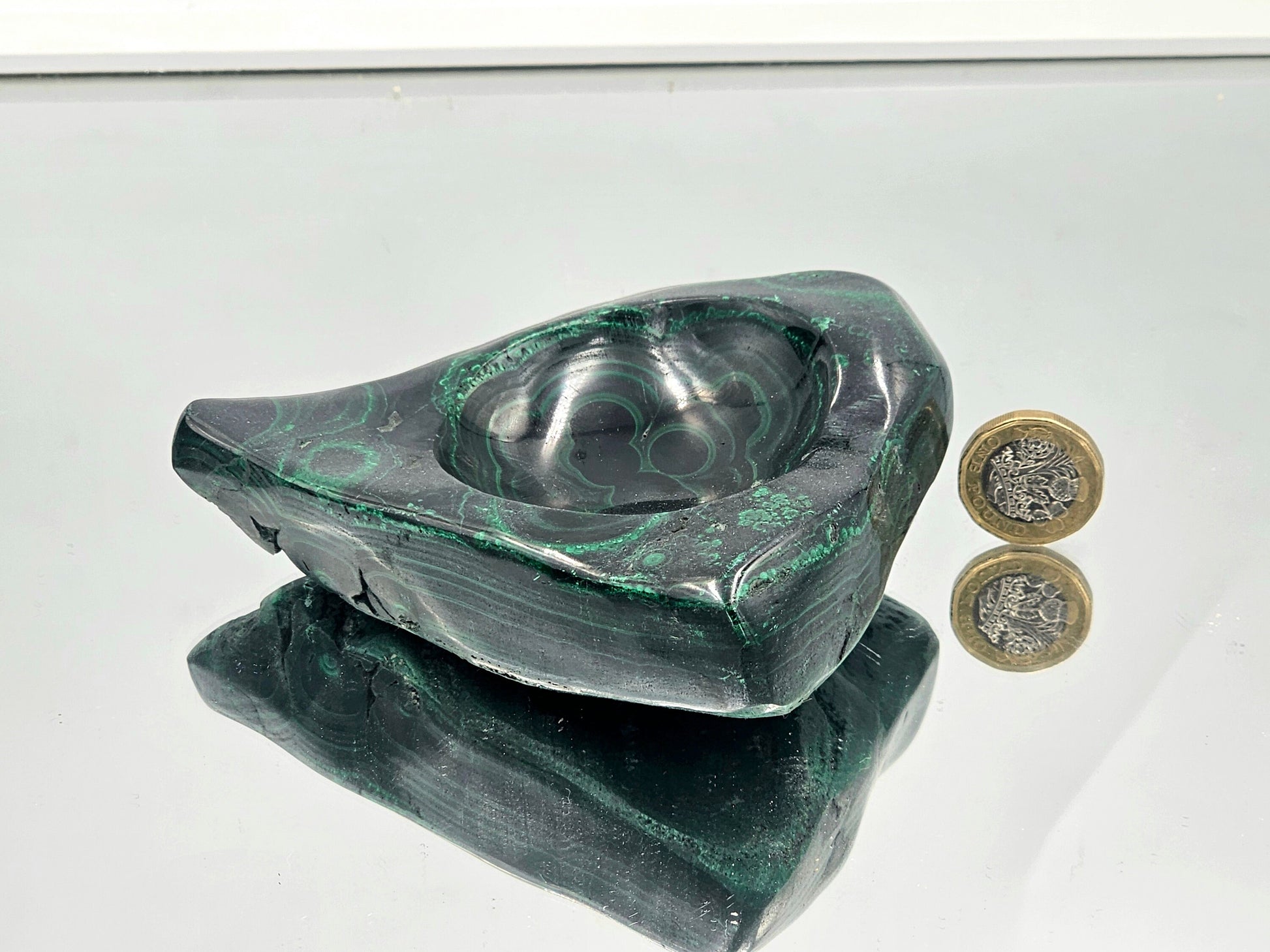 small malachite sphere holder