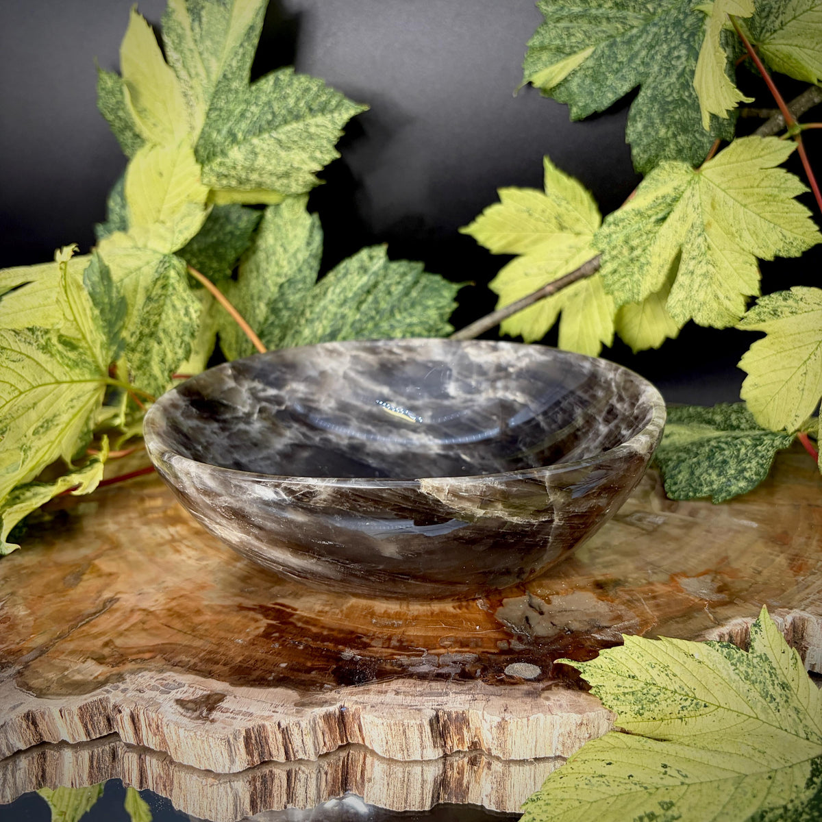 Natural Smoky Quartz bowl showing smoky colour and clarity