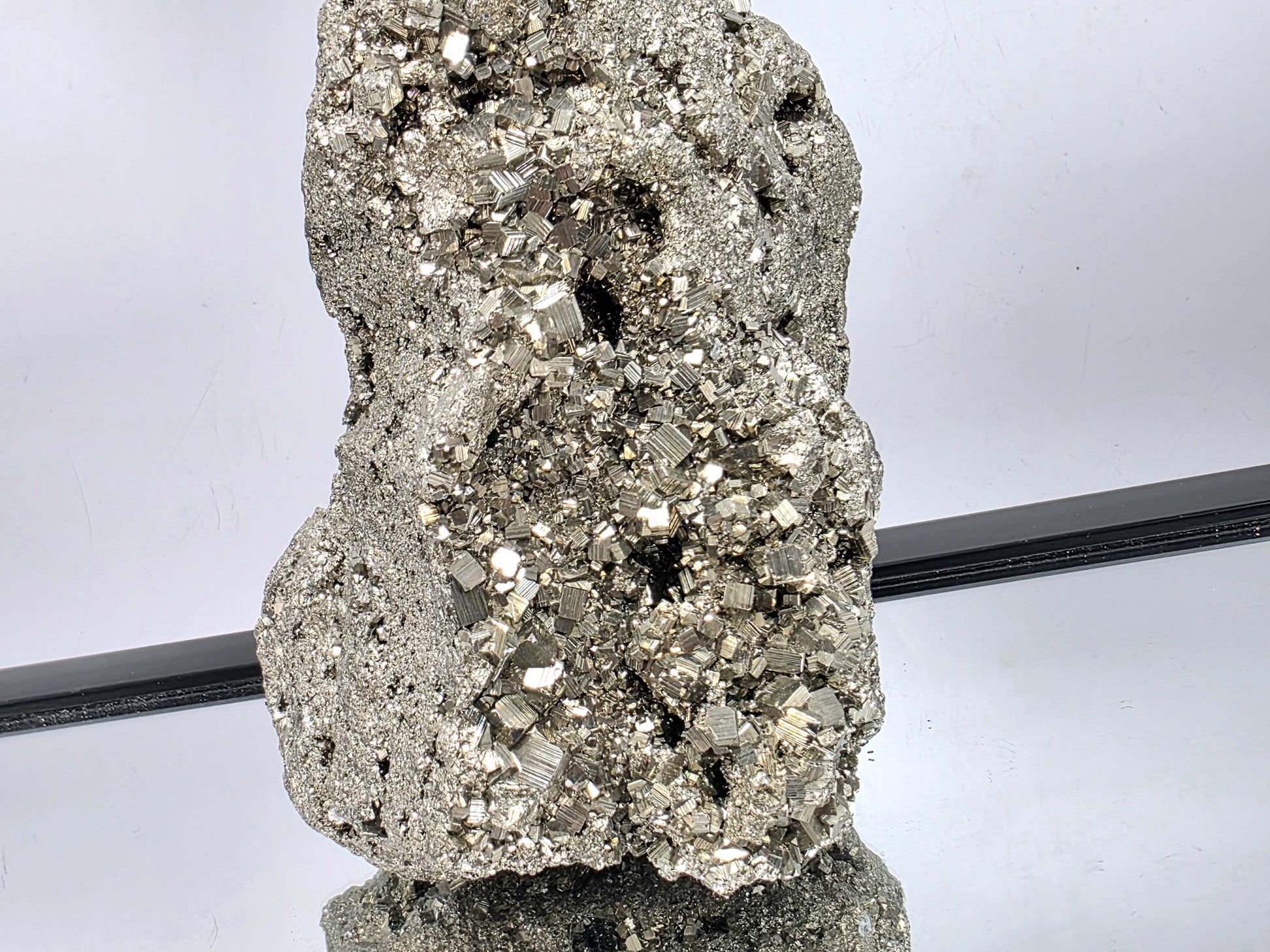 Sparkling very large Pyrite cluster with golden tones.