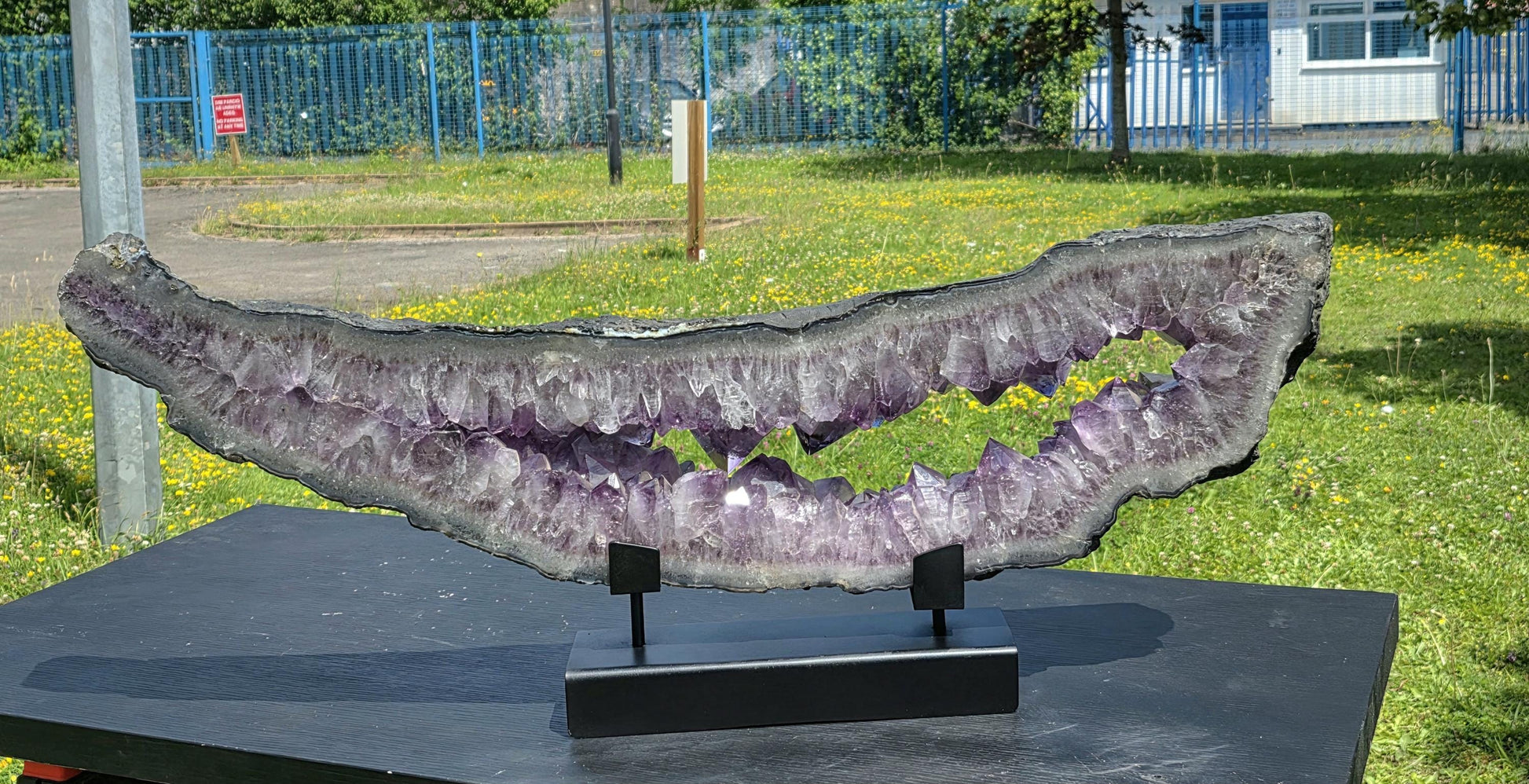 Luxury amethyst portal crystal as a statement décor piece.