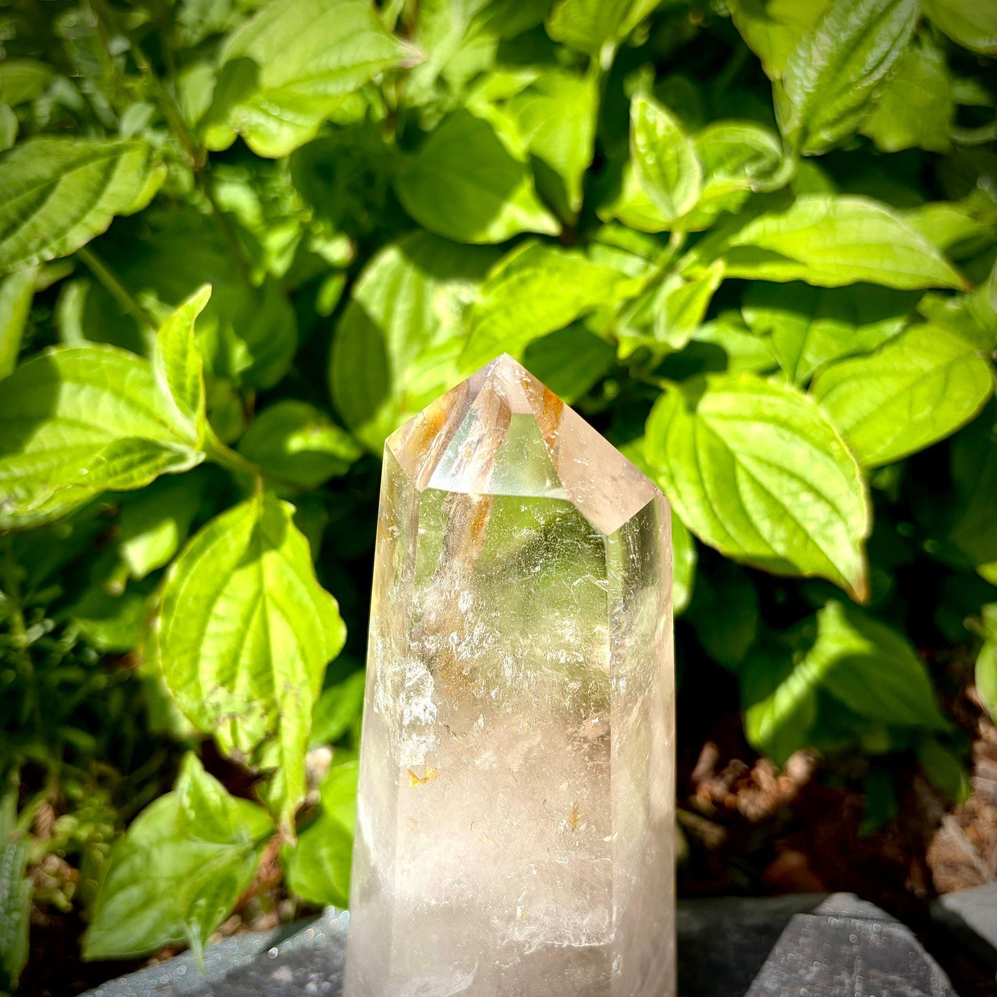 Statement quartz crystal tower for home decor, perfect for shelves, cabinets and styled interiors.