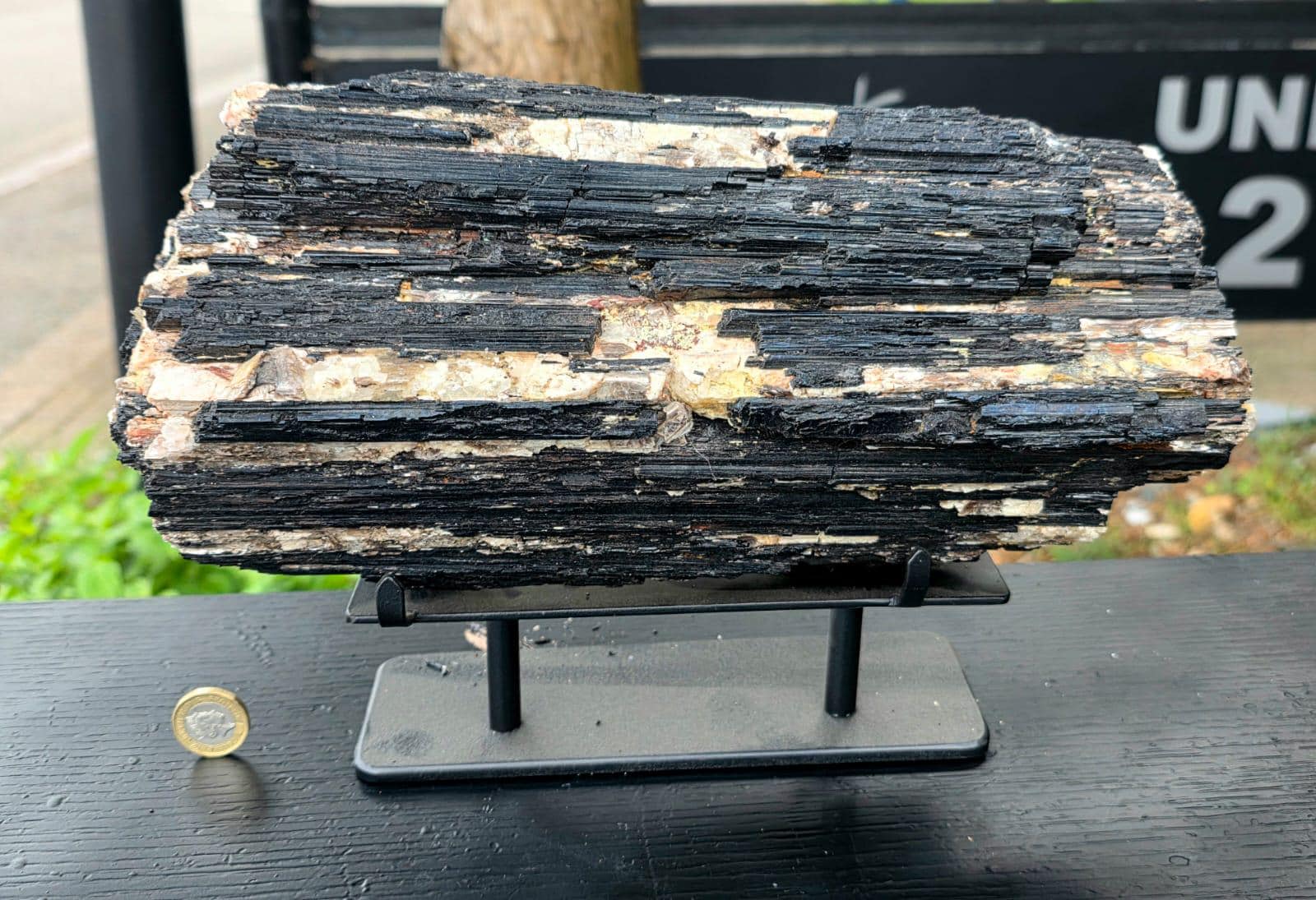 black tourmaline with mica crystal detail