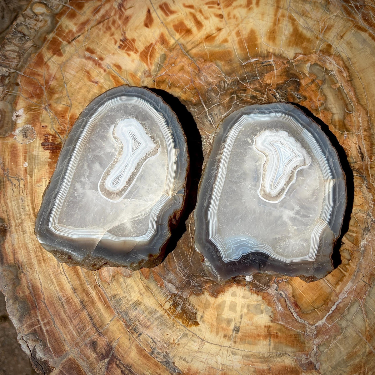 Unique pair of Agate slices for natural home styling