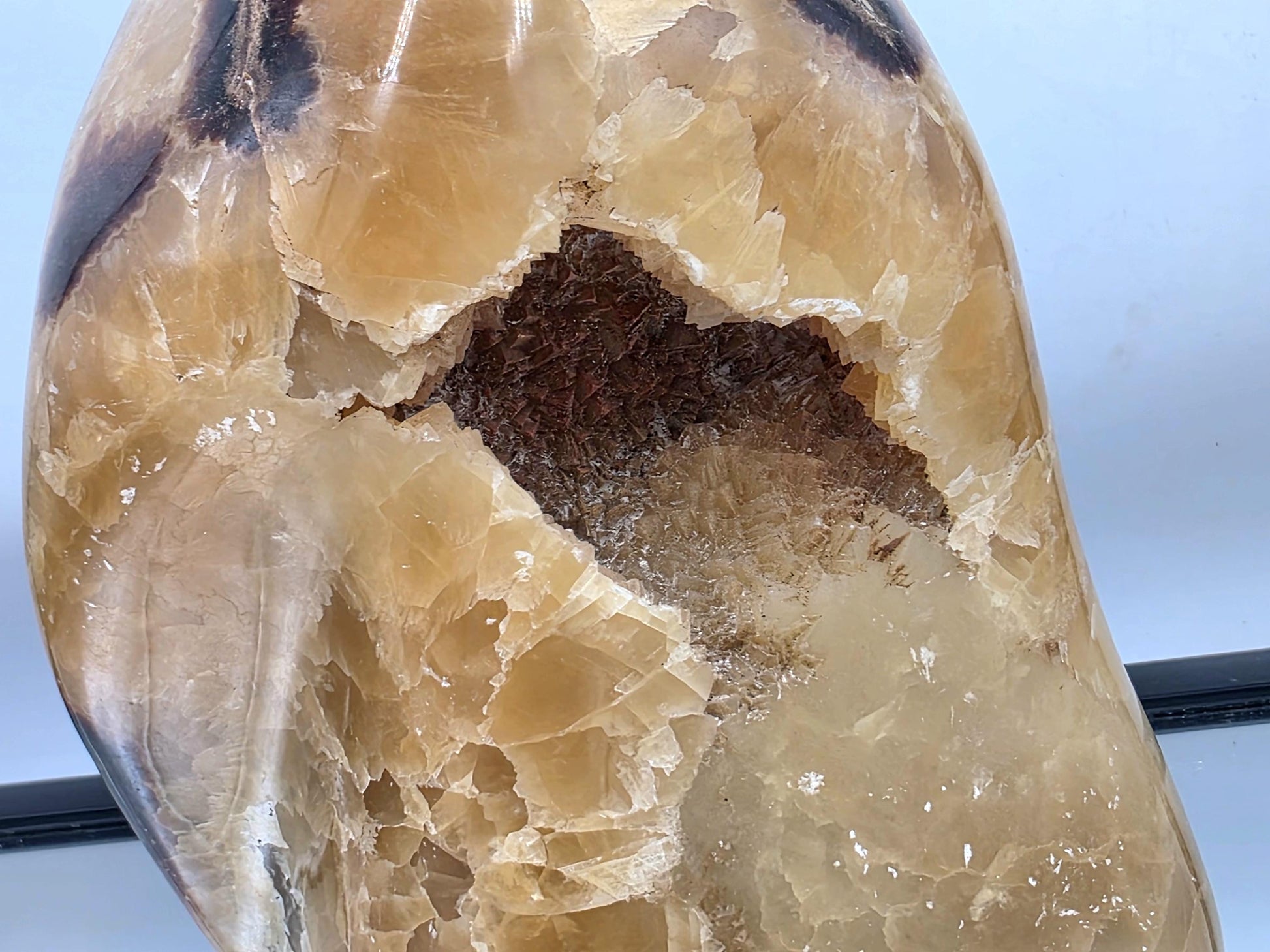 Unique extra large Septarian crystal freeform polished stone.