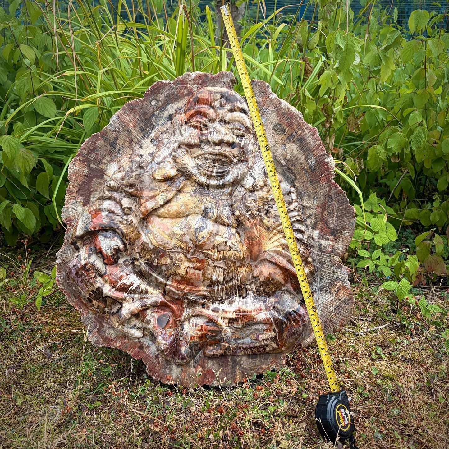 Exceptional hand-carved fossil wood statement sculpture