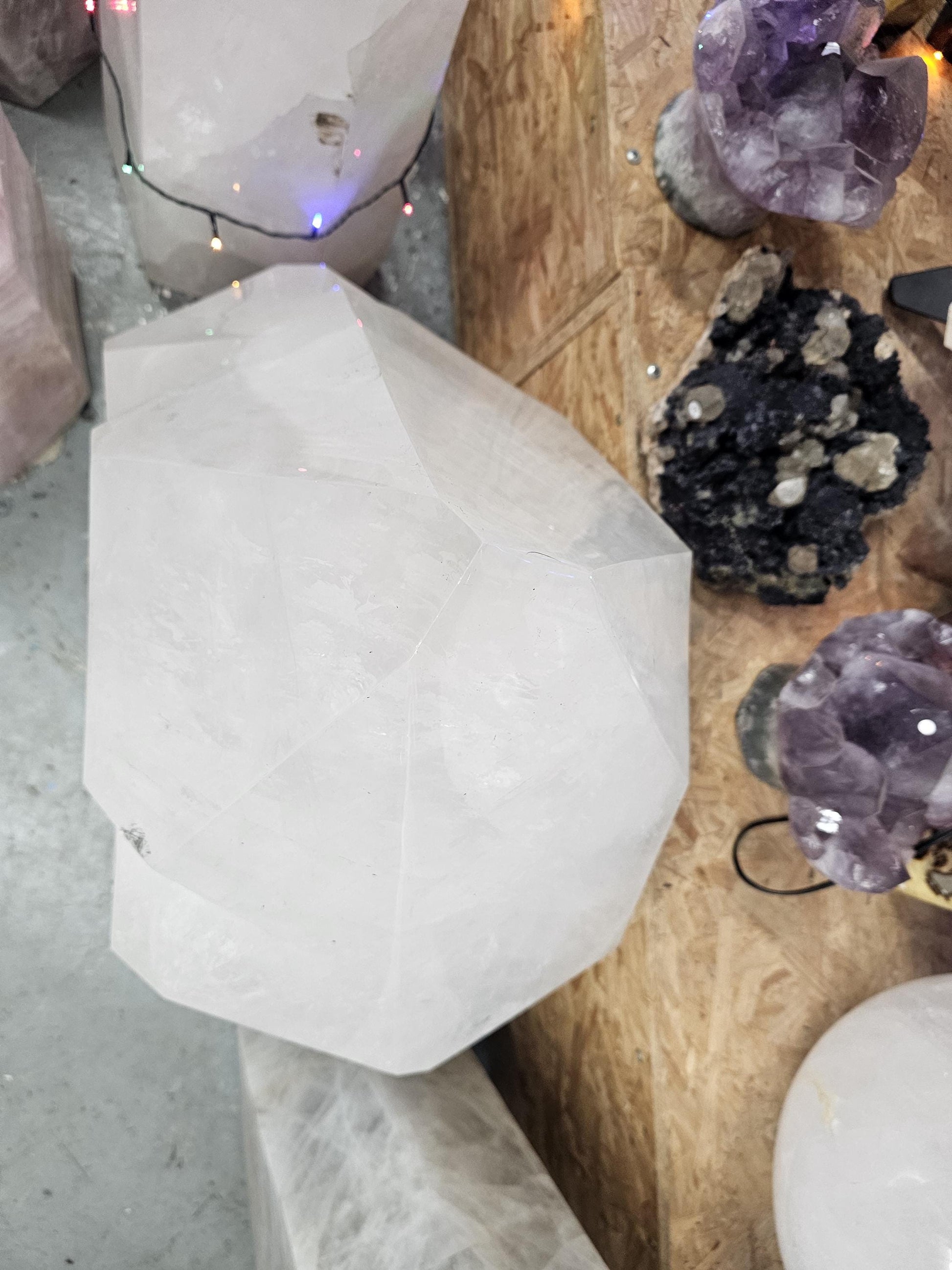 Crystal clear top on massive quartz point – polished 335kg specimen from Madagascar for display or healing