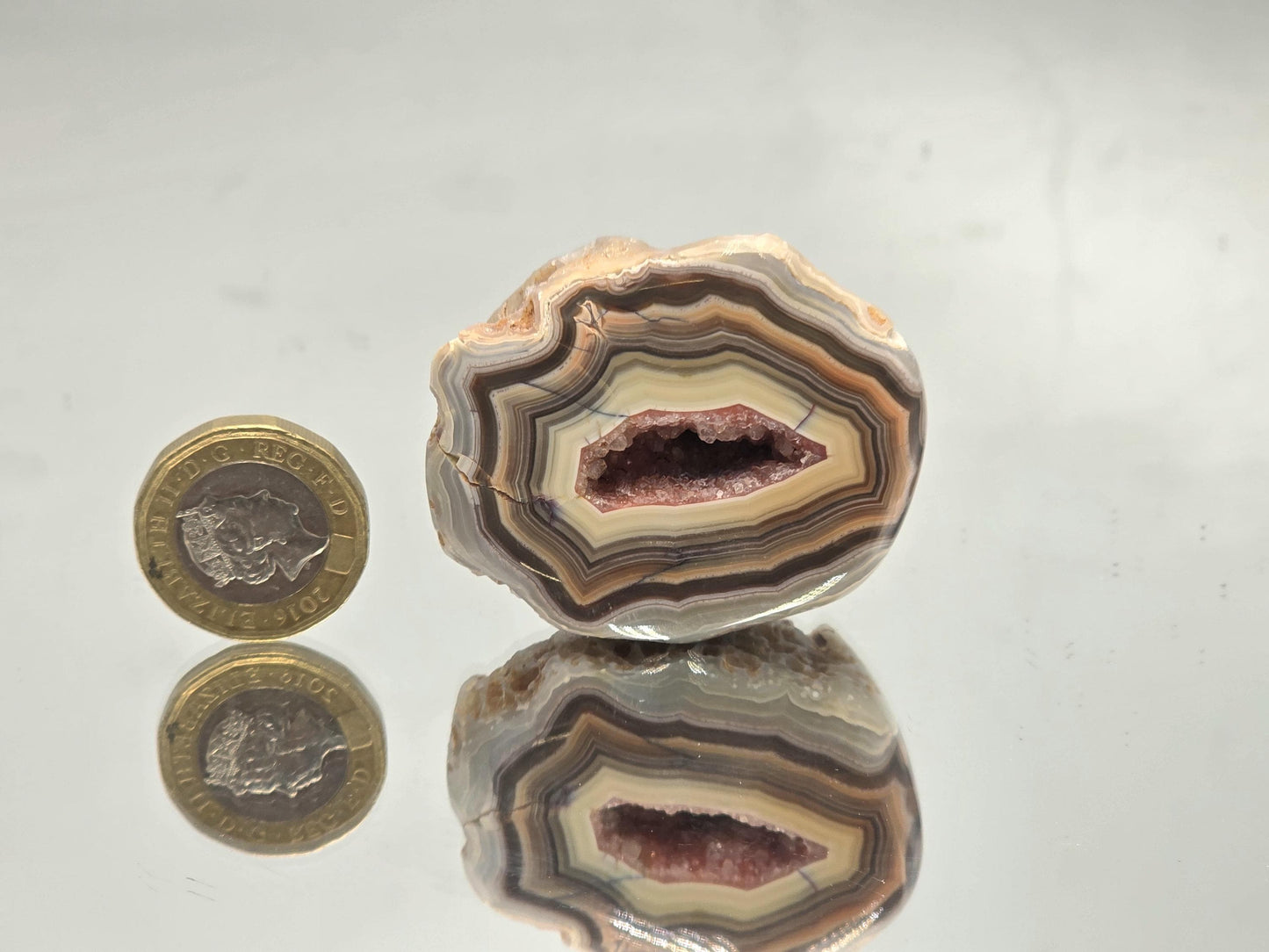 nique Malawi Agate banded polished geode