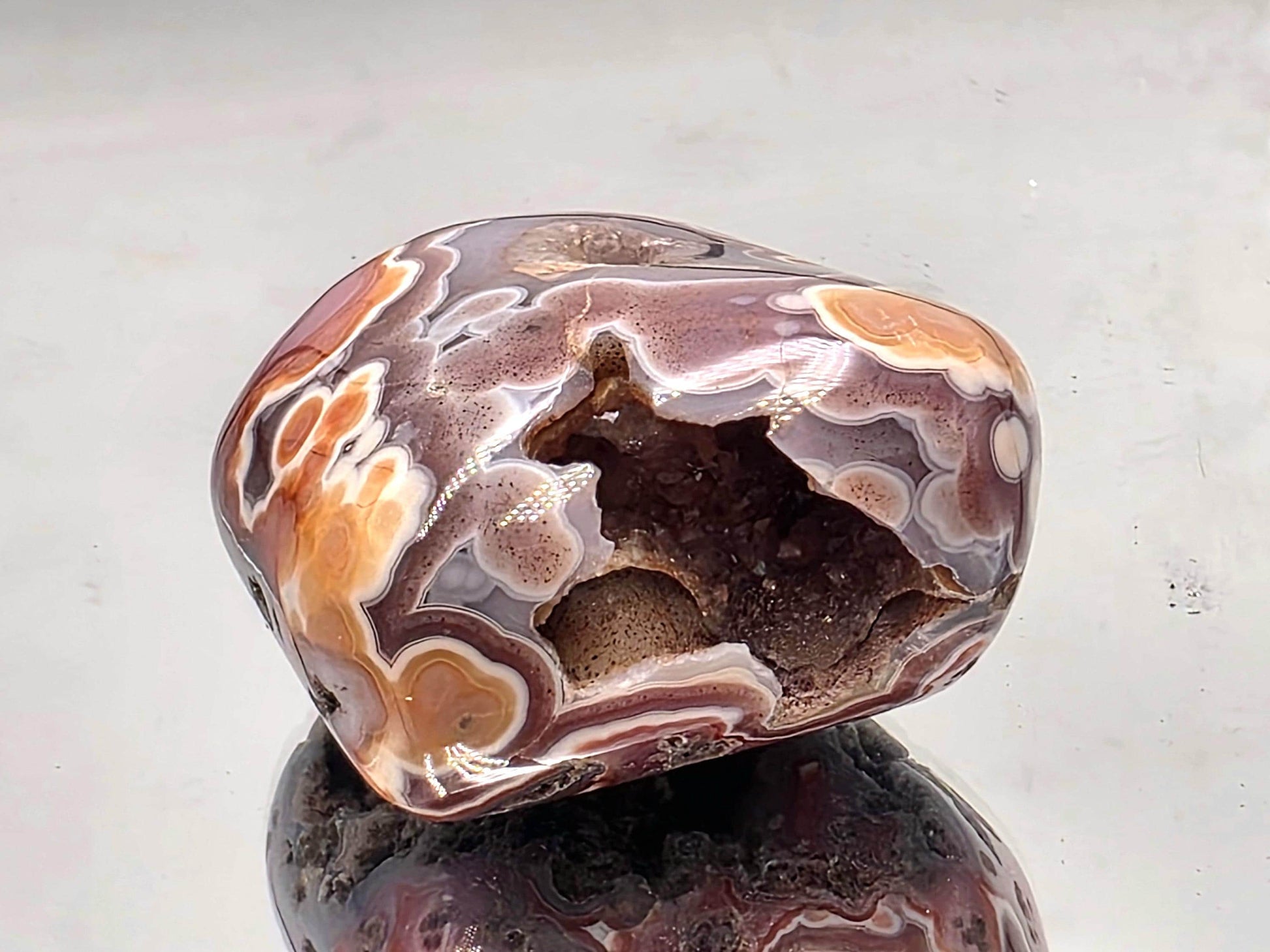 unique Malawi Agate polished display crystal.