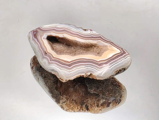 Unique Malawi Agate polished geode crystal.