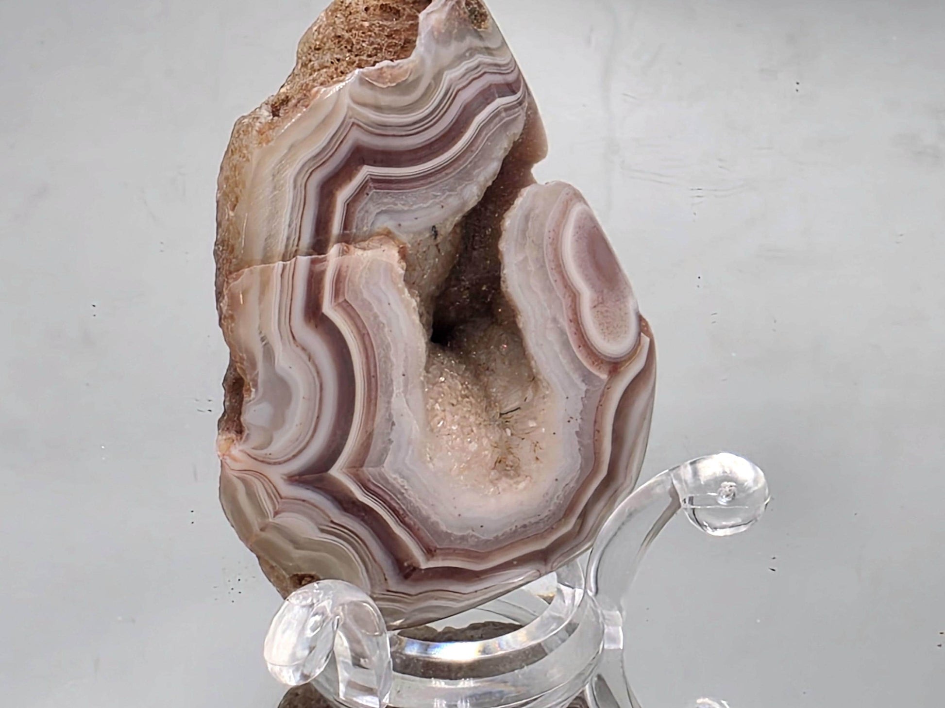 Unique natural Malawi Agate polished crystal specimen.