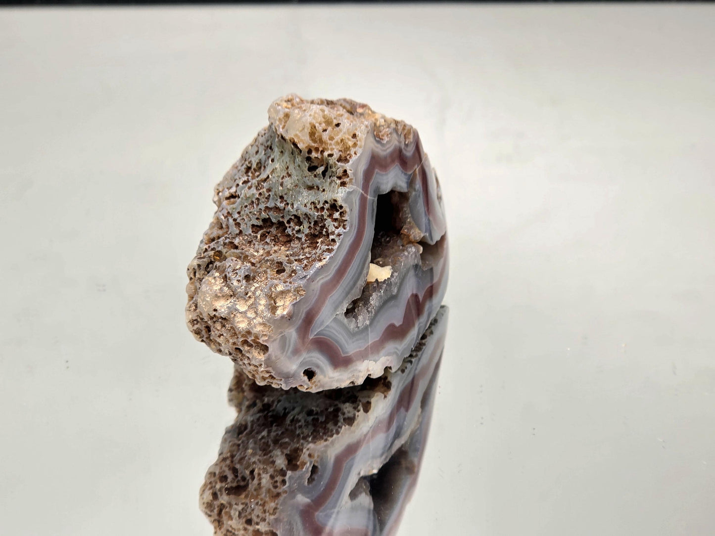 Unique rare Malawi Agate polished geode crystal.