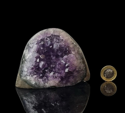 Uruguayan Amethyst crystal freestanding with polished base for collectors