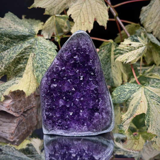 High-grade natural Uruguayan Amethyst freeform crystal specimen.
