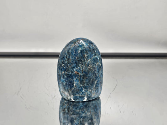 Vibrant Blue Apatite freeform crystal for elegant display or crystal collections.