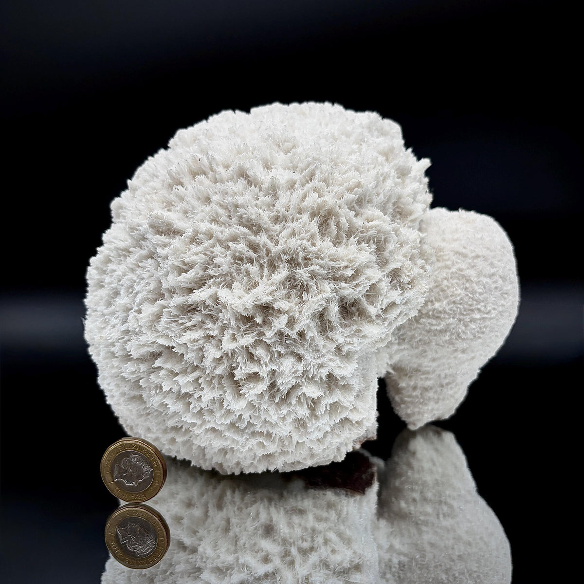 White Scolecite crystal mineral specimen with fine natural crystal growth