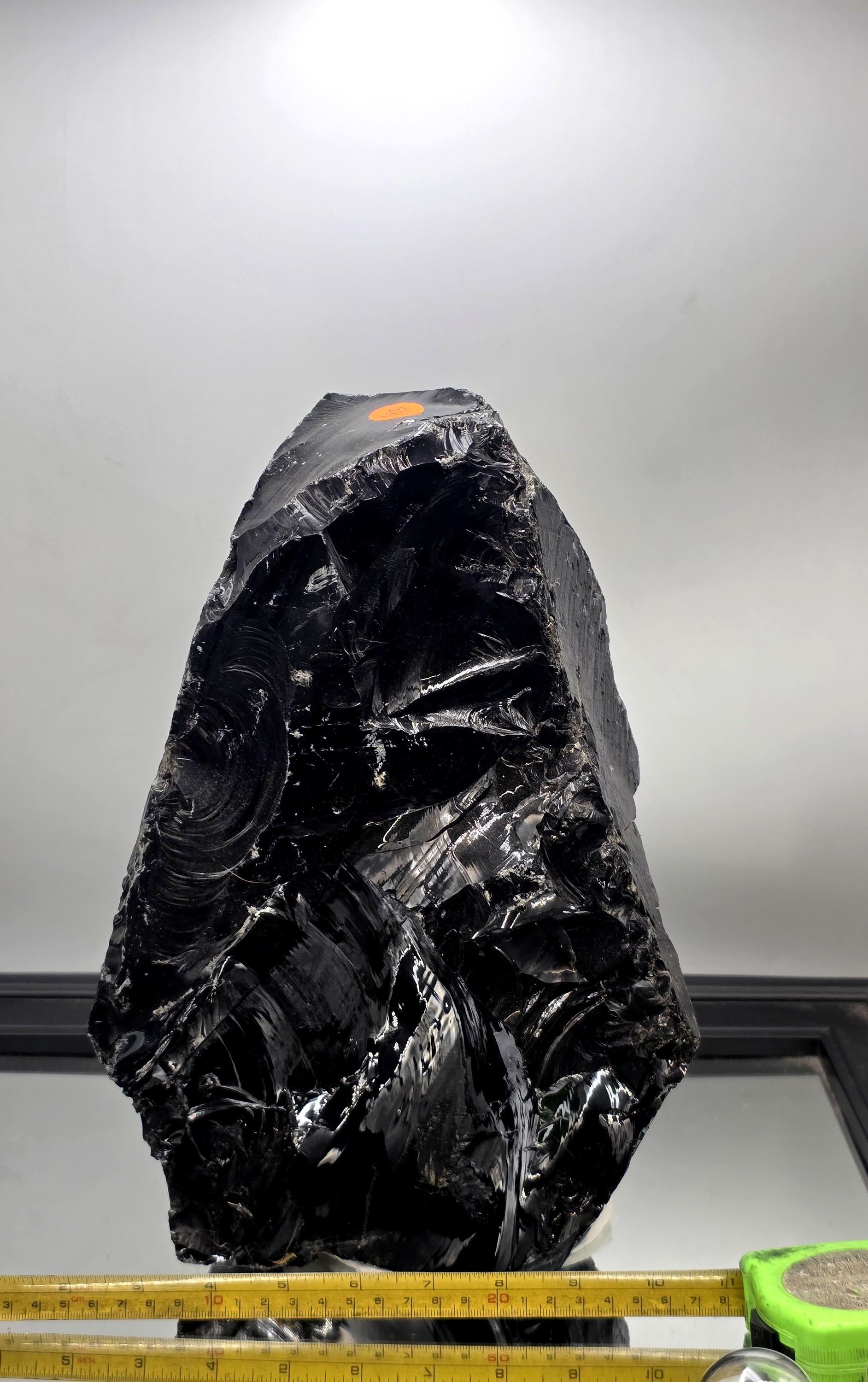 Extra-large raw black obsidian crystal for display