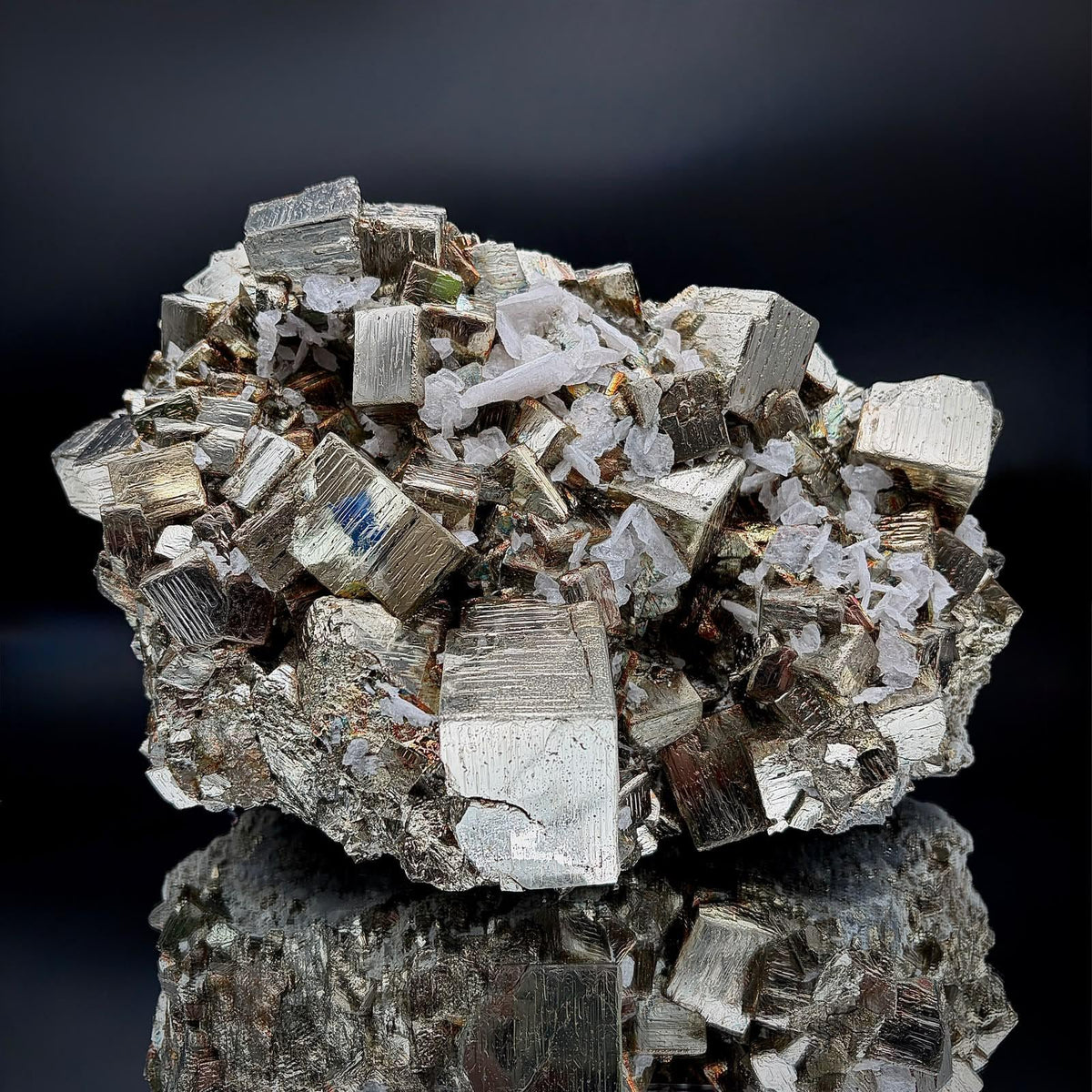 XL Cubic Pyrite with Mangano Calcite crystal specimen
