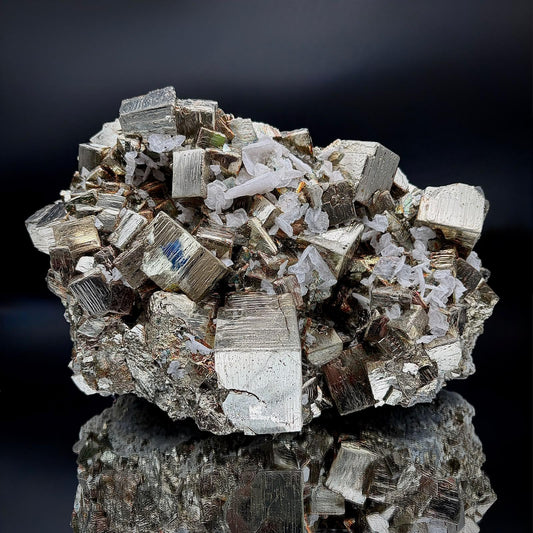 XL Cubic Pyrite with Mangano Calcite crystal specimen