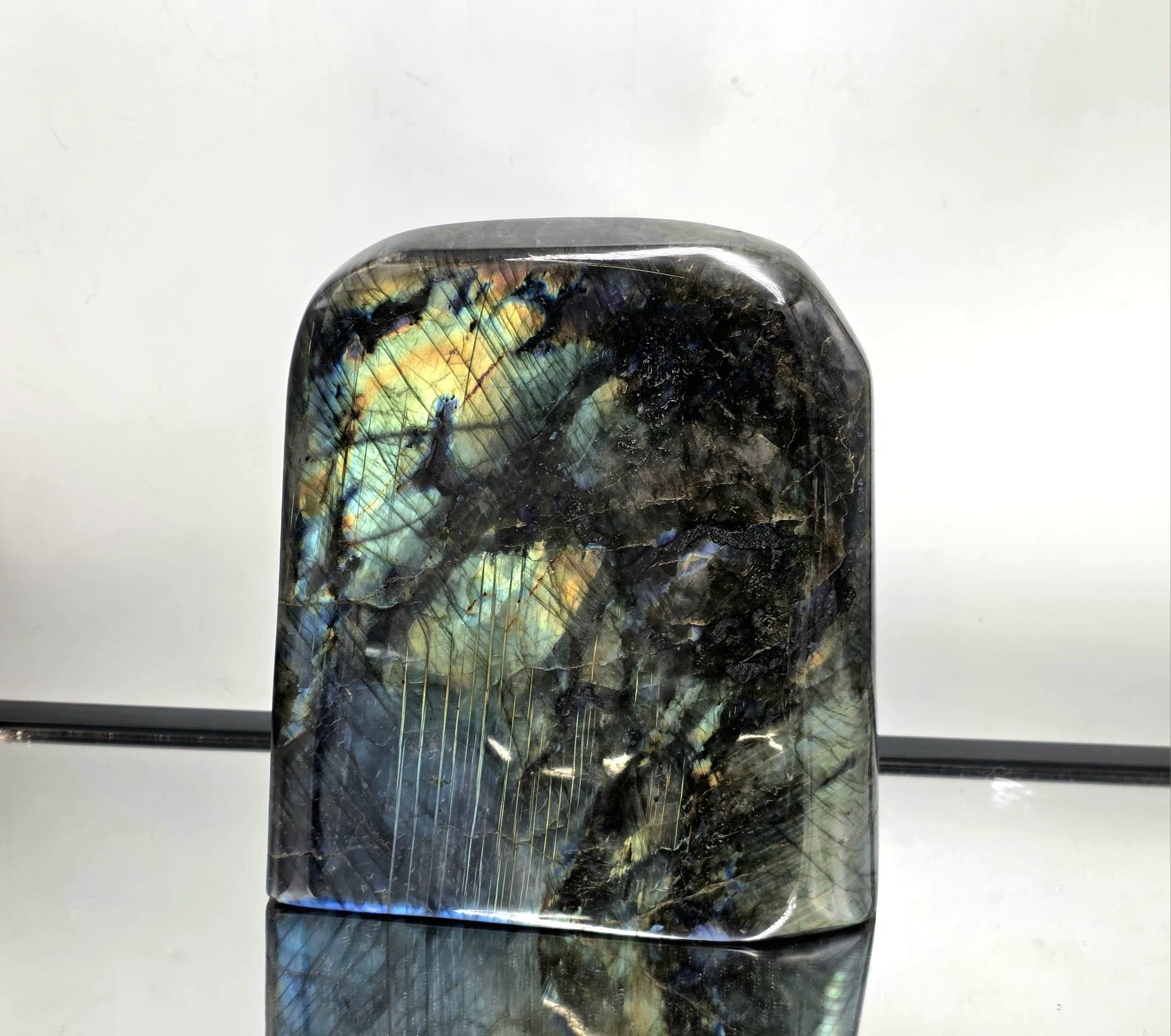 XL Labradorite freeform crystal – polished statement piece ideal for home décor or energy healing.