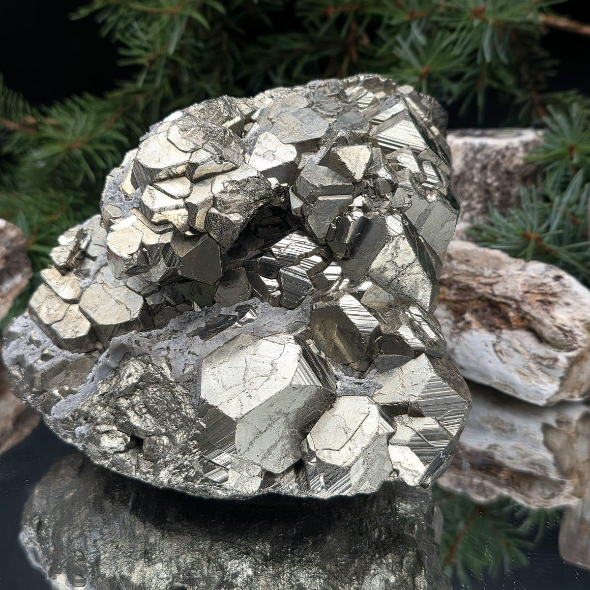 Extra large natural Pyrite crystal cluster from Peru, weighing 5.2kg.