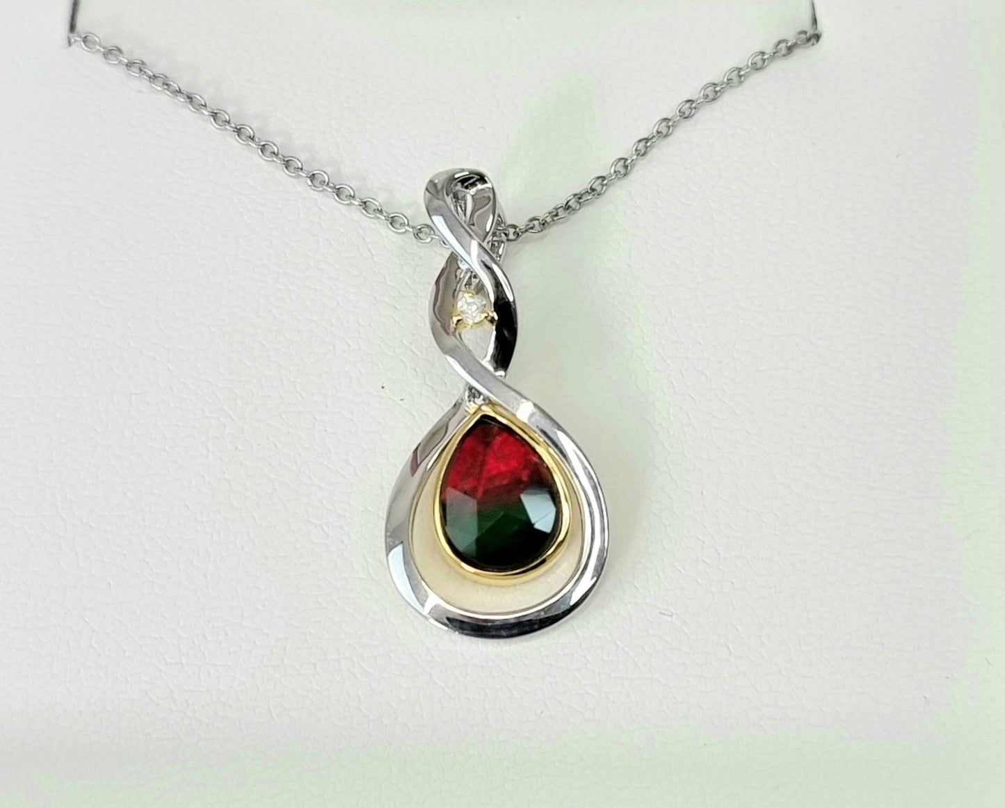 Ammolite Crystal Silver Necklace