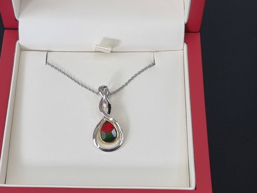 Ammolite Crystal Silver Necklace