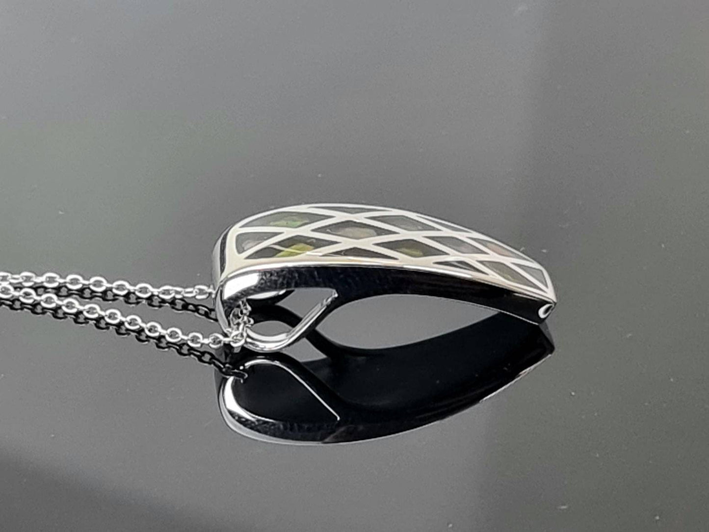 Ammolite Crystal Silver Necklace