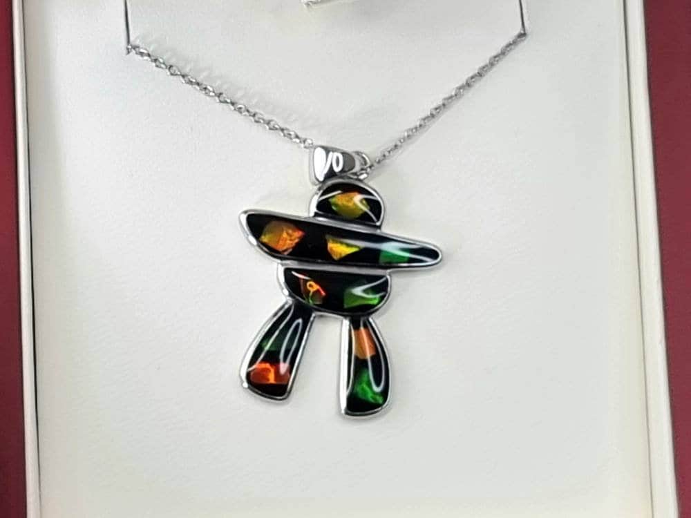 Ammolite Crystal Silver Necklace