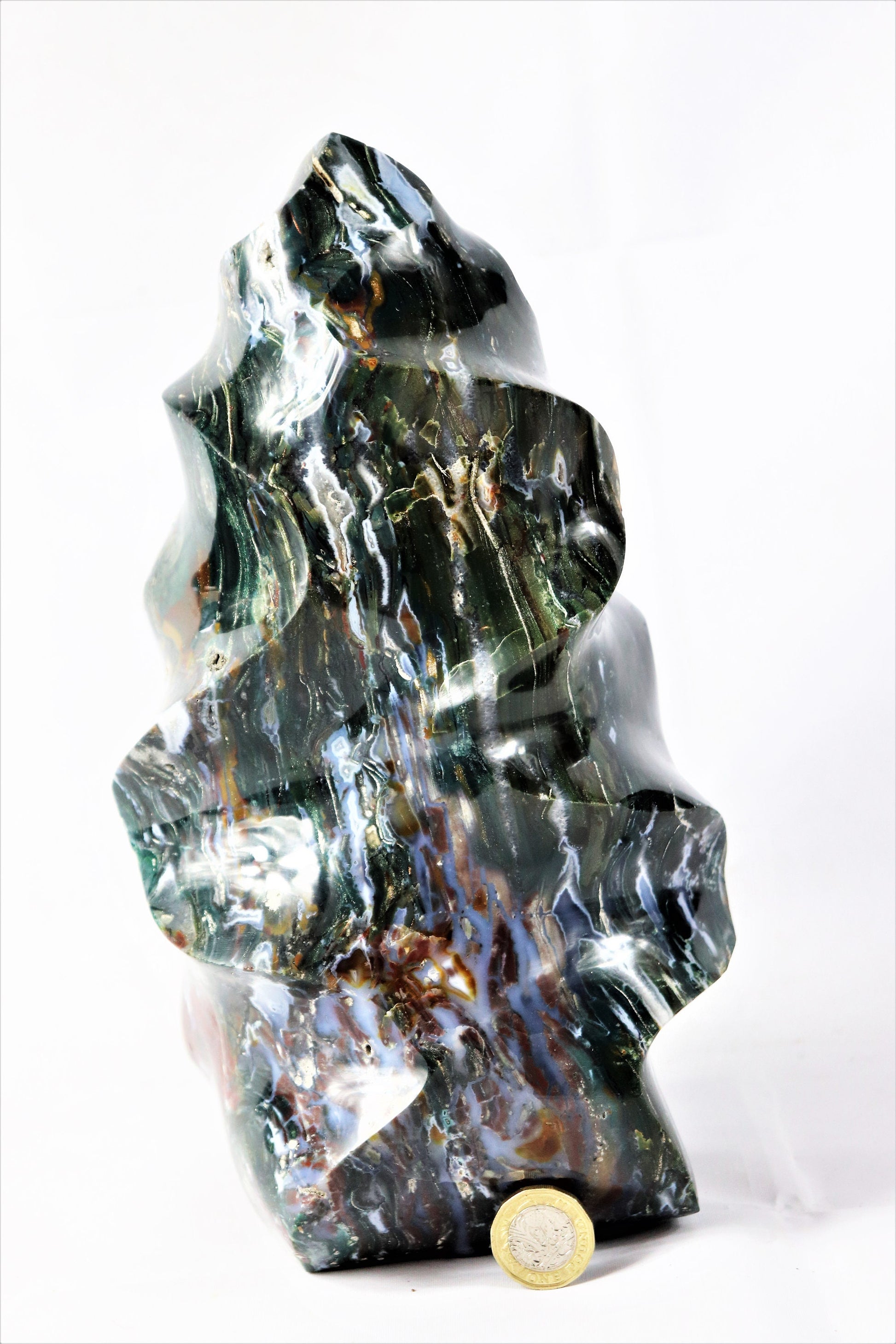 Large Ocean Jasper Crystal Flame Carving Great Gift Home Natural Art Décor Interior Design 5 KG