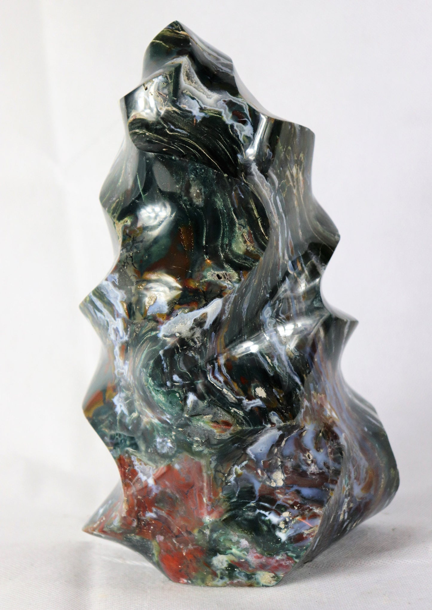 Large Ocean Jasper Crystal Flame Carving Great Gift Home Natural Art Décor Interior Design 5 KG