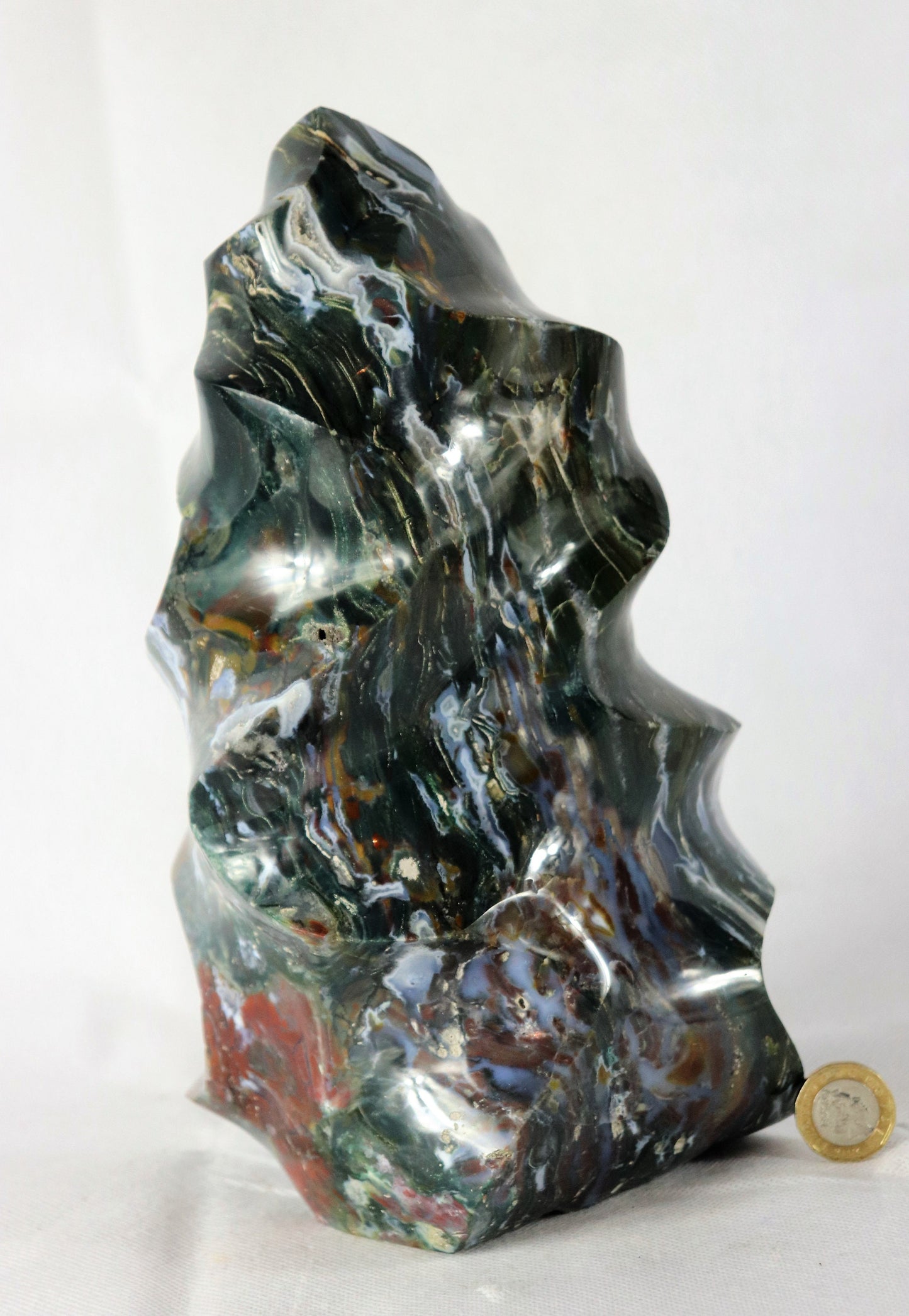 Large Ocean Jasper Crystal Flame Carving Great Gift Home Natural Art Décor Interior Design 5 KG