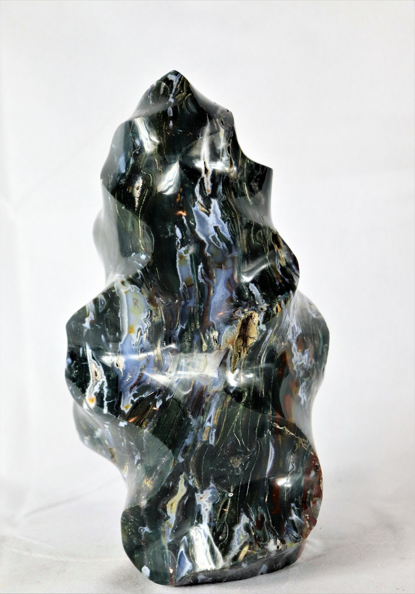 Large Ocean Jasper Crystal Flame Carving Great Gift Home Natural Art Décor Interior Design 5 KG