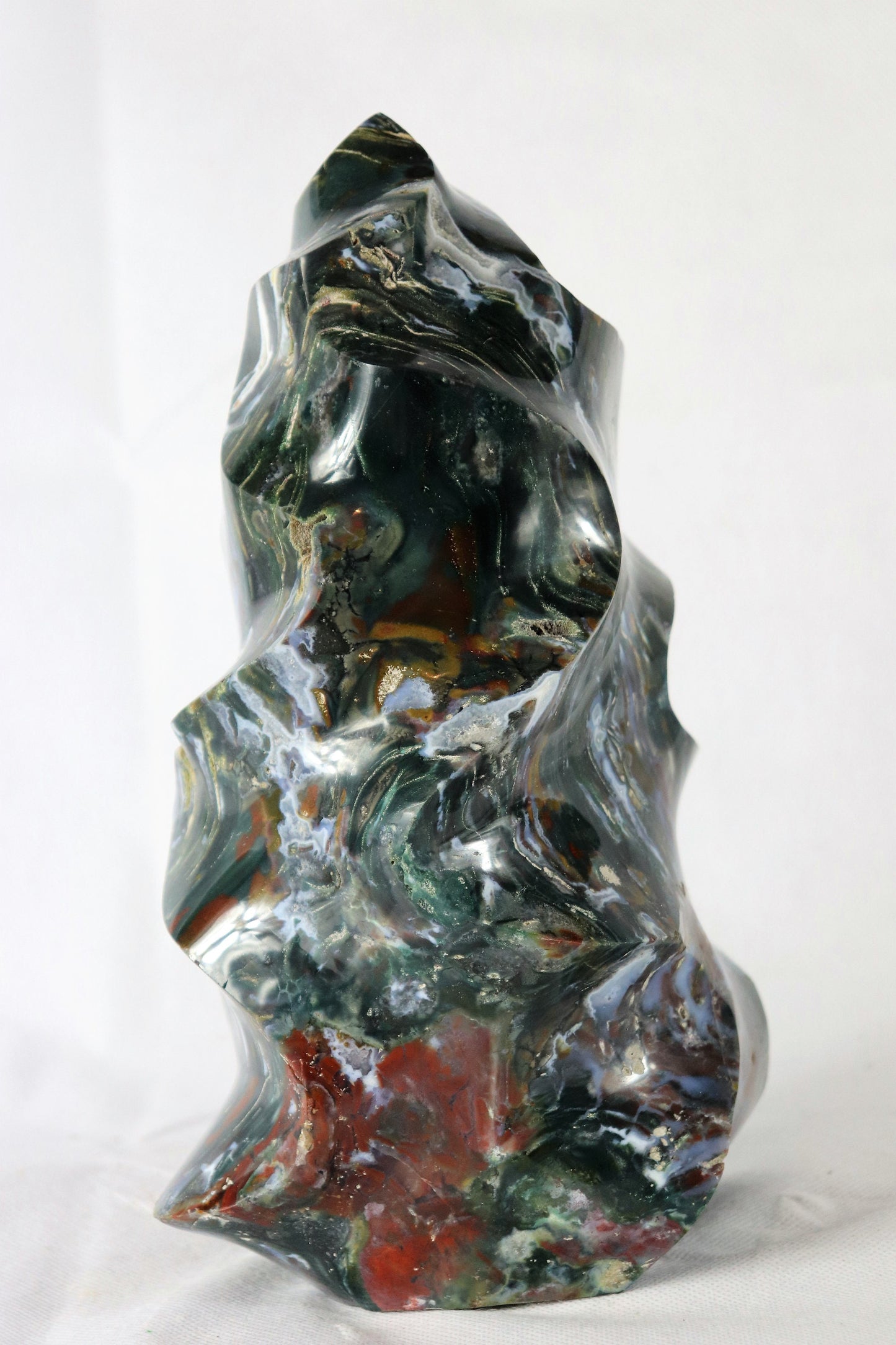 Large Ocean Jasper Crystal Flame Carving Great Gift Home Natural Art Décor Interior Design 5 KG