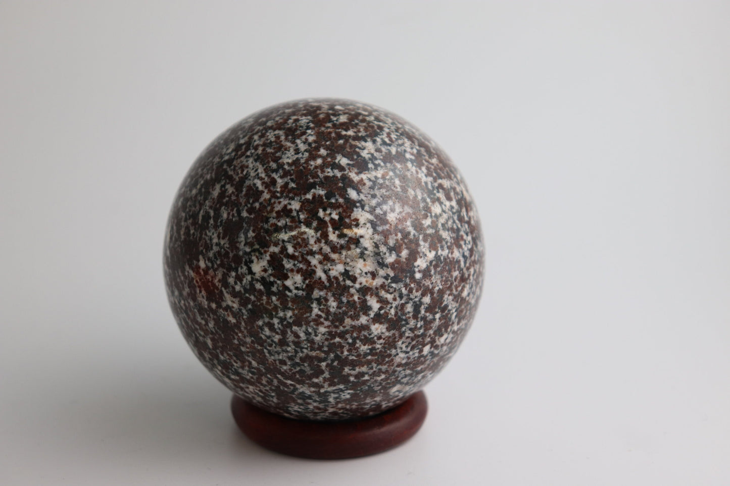 55) Large Garnet In Granite Crystal Sphere 3.5"