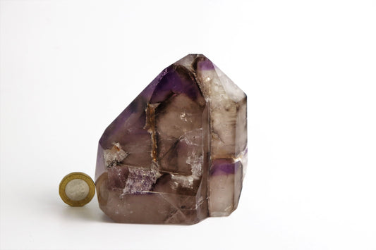 Fine Amethyst In Smoky Quartz Large Polished Point