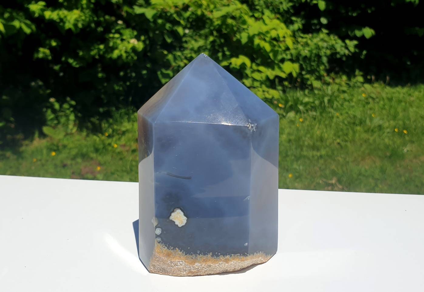 3) Agate Polished Crystal Prism Druzy