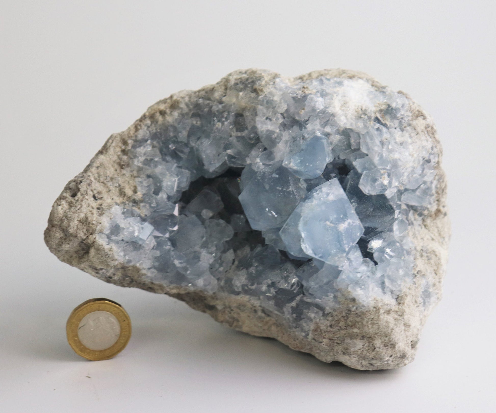 15) Large Blue Celestite Crystal Geode Raw Natural Mineral High
