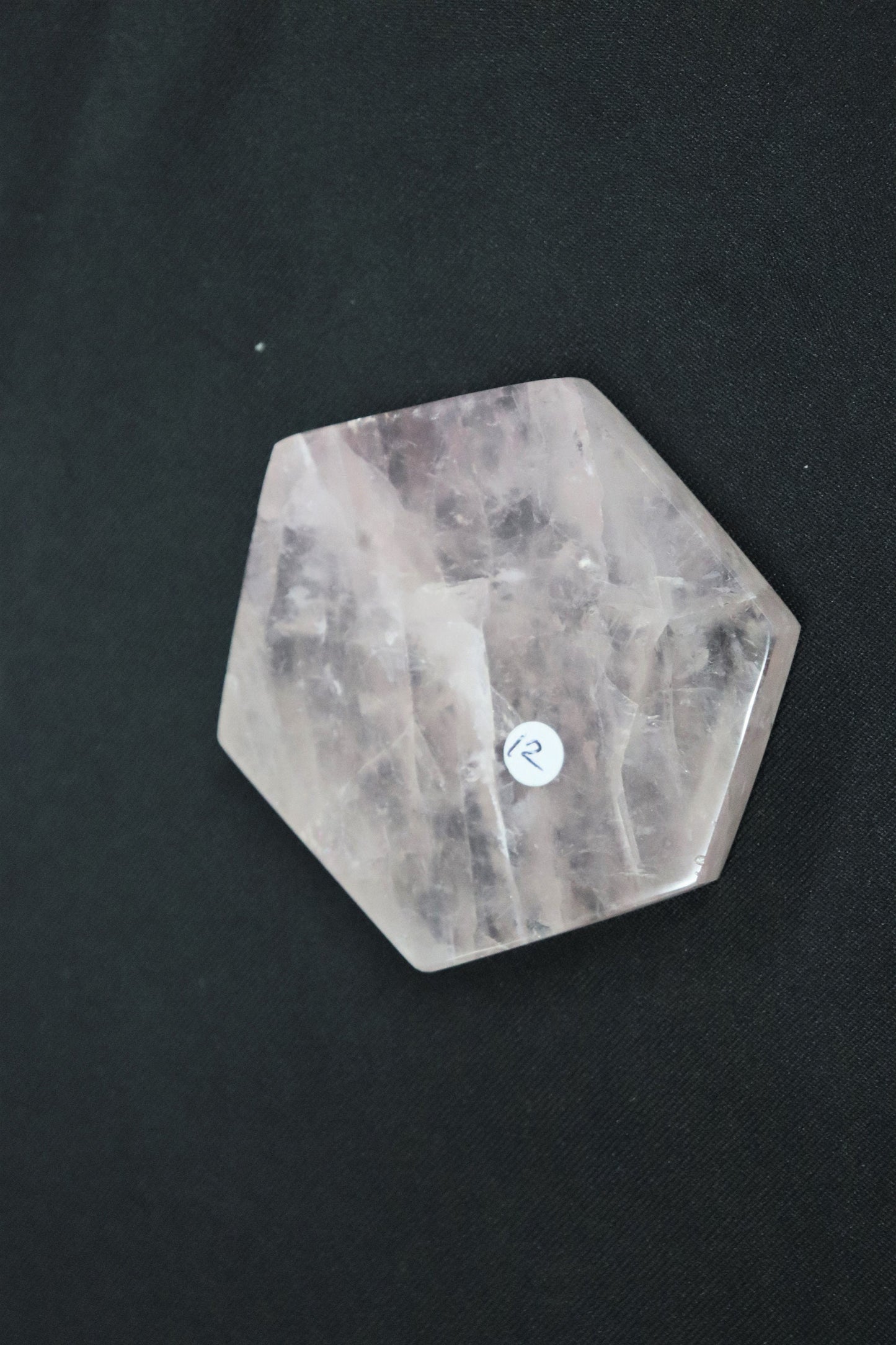 11) Rose Quartz Crystal Disc Hexagon Plate