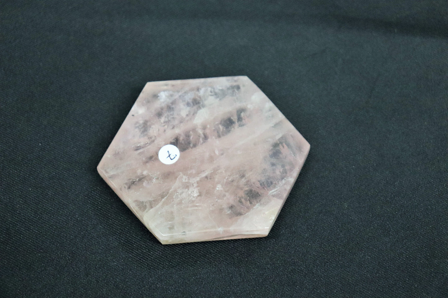 7) Rose Quartz Crystal Disc Hexagon Palm stone