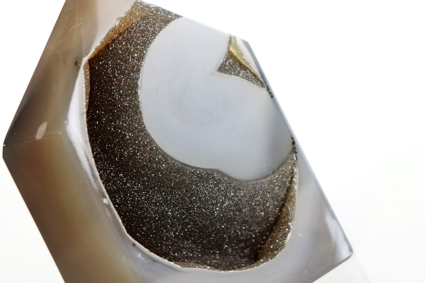 2) Black Agate Polished Crystal Point
