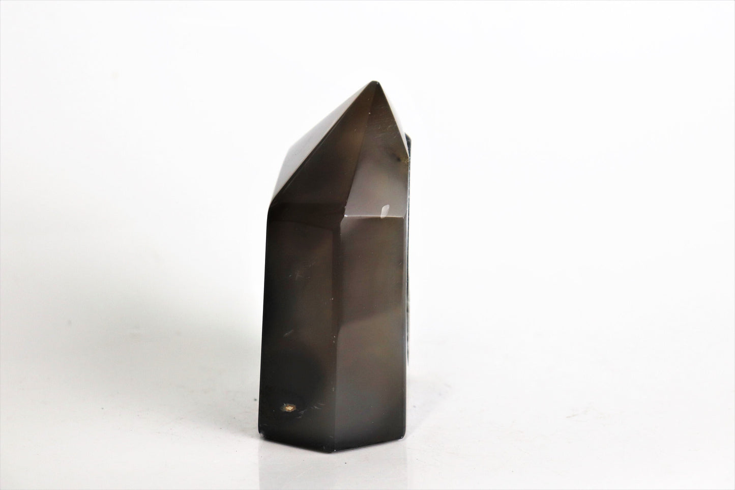 2) Black Agate Polished Crystal Point