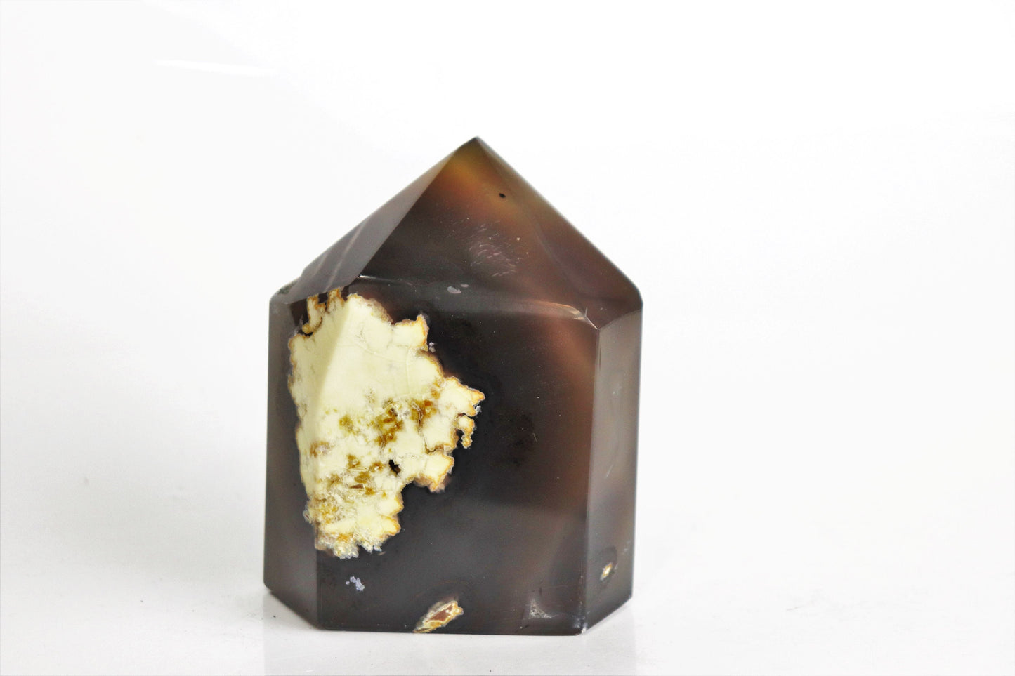 2) Black Agate Polished Crystal Point
