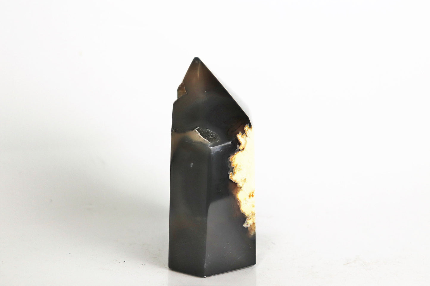2) Black Agate Polished Crystal Point
