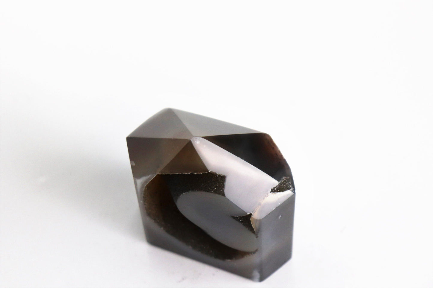 2) Black Agate Polished Crystal Point