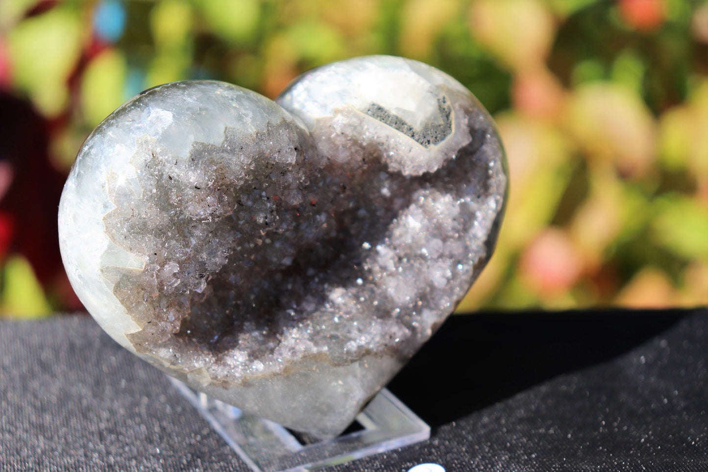 35) Amethyst Crystal Heart Purple Quartz Geode Great Gift