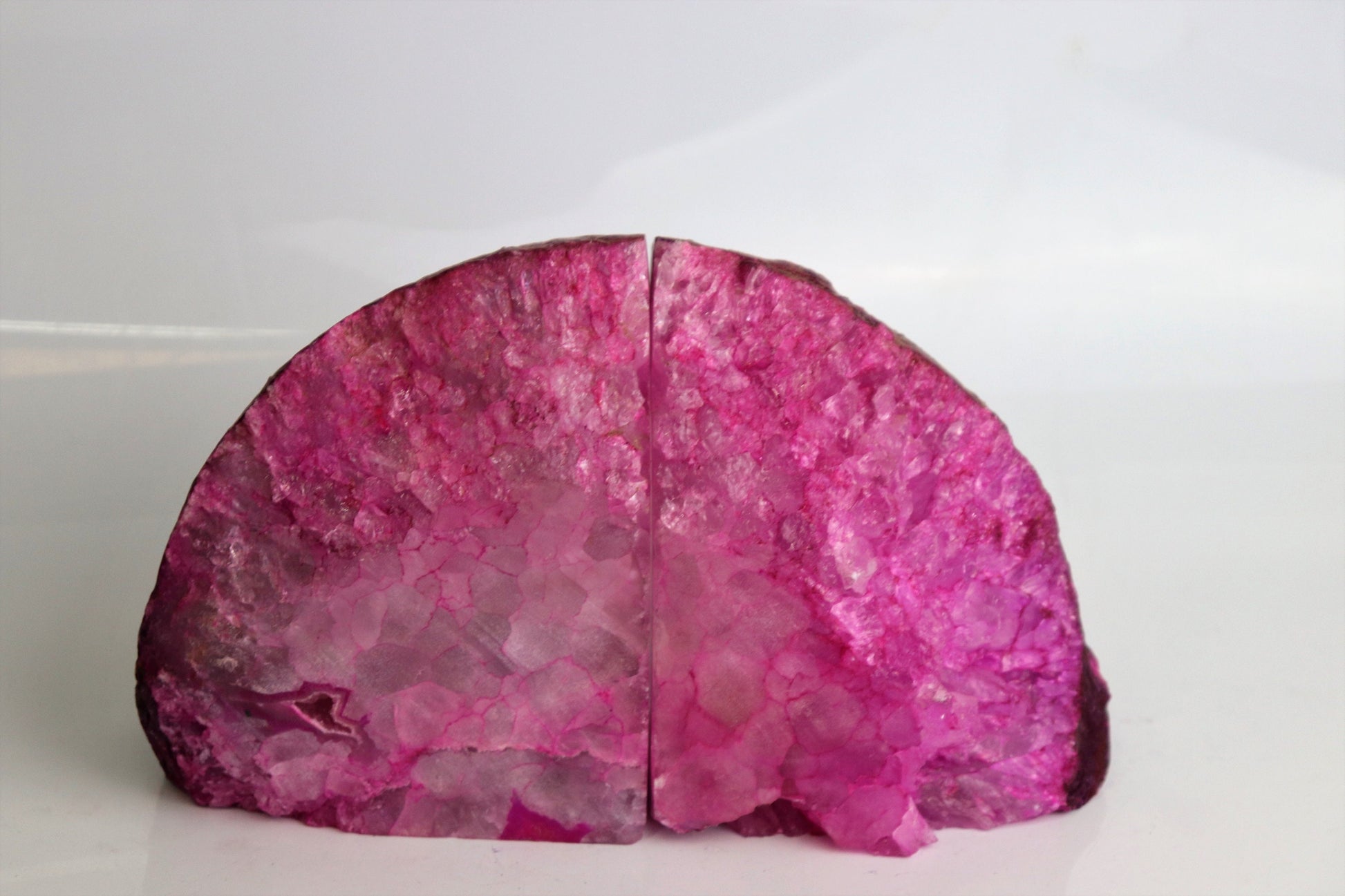 high quality pink agate crystal bookends