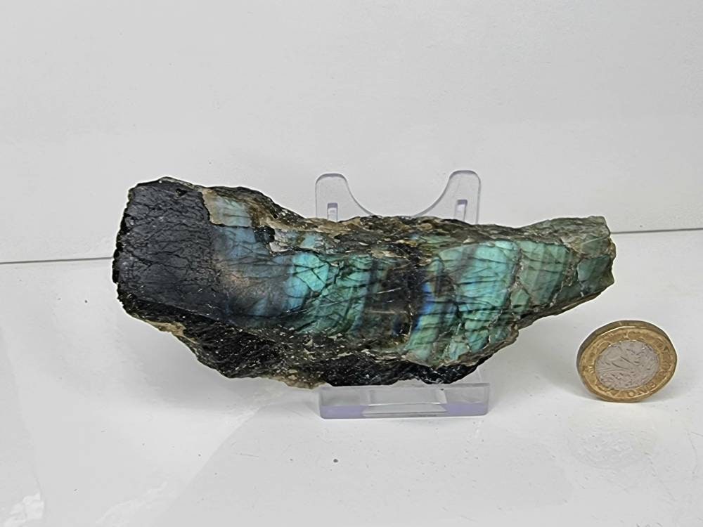 38LH) Labradorite Crystal Half Polished Slice